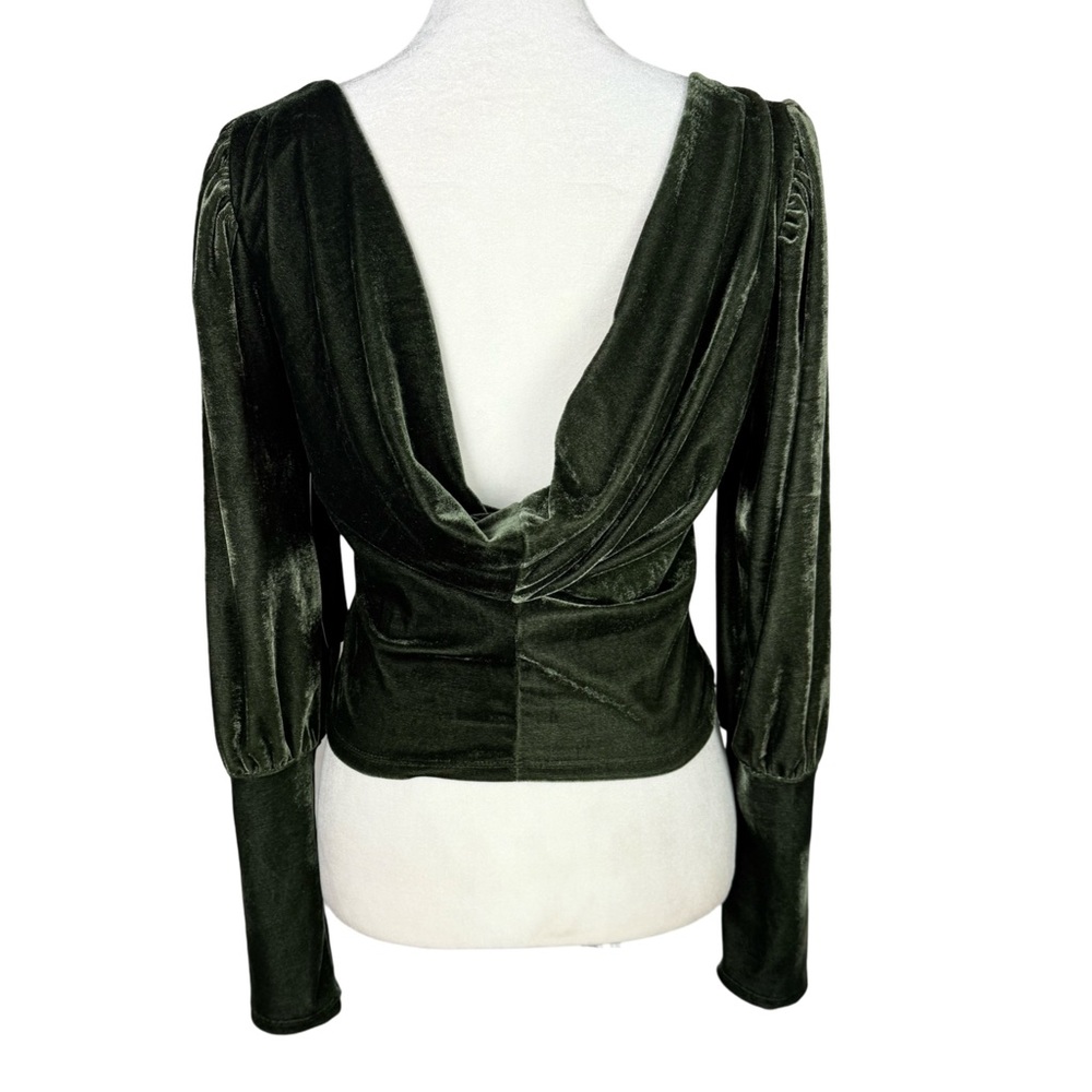 Minette dark Green Velvet Cropped Women's Top Low back Scoop Renaissance NWT med